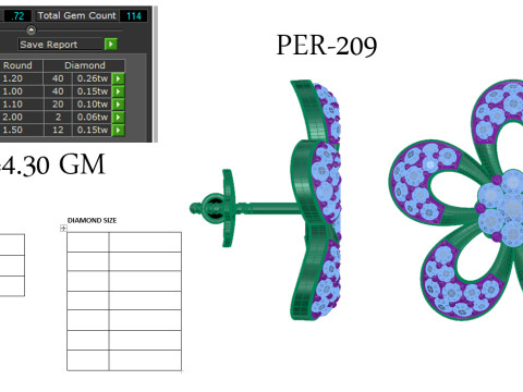 Printable 3D Jewelry design of Earrings with diamonds 3D Model