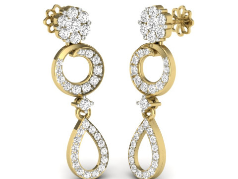 Printable 3D Jewelry design of Earrings with diamonds 3D Modell