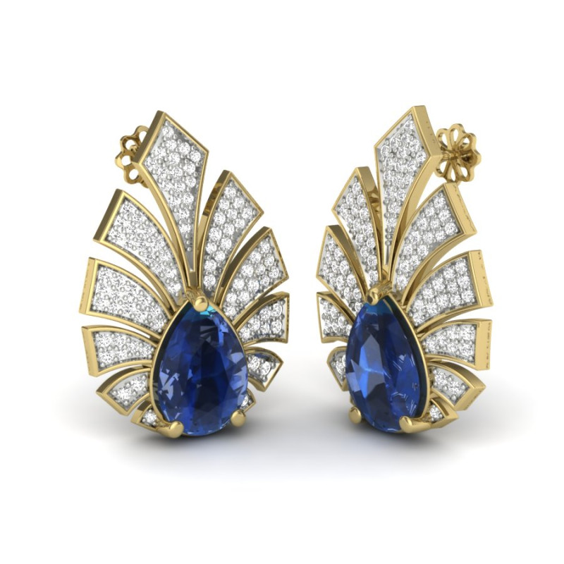 Printable 3D Jewelry design of Earrings with diamonds Modelo 3D .c4d .max .obj .3ds .fbx .stl .blend 