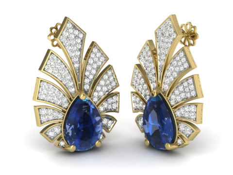 Printable 3D Jewelry design of Earrings with diamonds 3D Modell