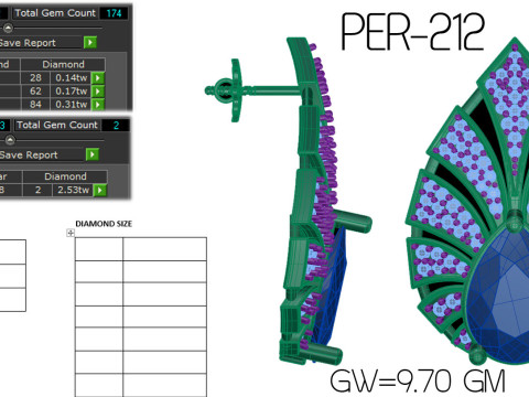 Printable 3D Jewelry design of Earrings with diamonds Modelo 3D