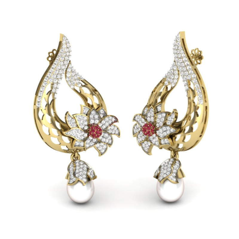 Printable 3D Jewelry design of Earrings with diamonds 3D Model .c4d .max .obj .3ds .fbx .stl .blend