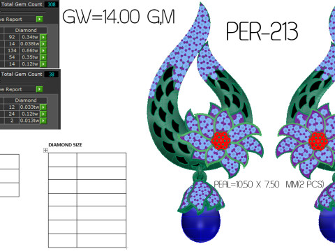 Printable 3D Jewelry design of Earrings with diamonds 3D Model