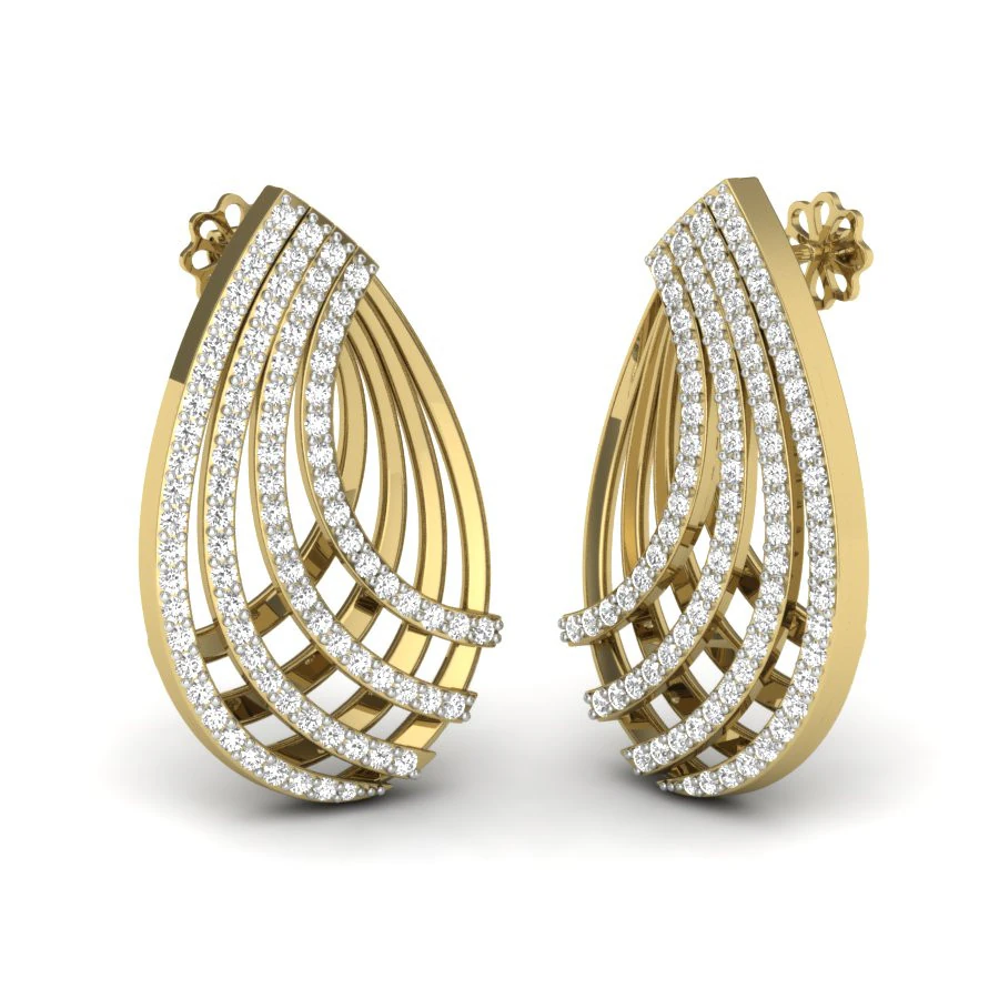 Printable 3D Jewelry design of Earrings with diamonds 3D Model .c4d .max .obj .3ds .fbx .stl .blend 