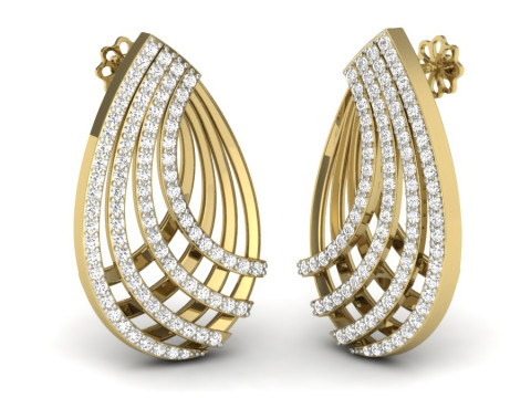 Printable 3D Jewelry design of Earrings with diamonds 3D Modell