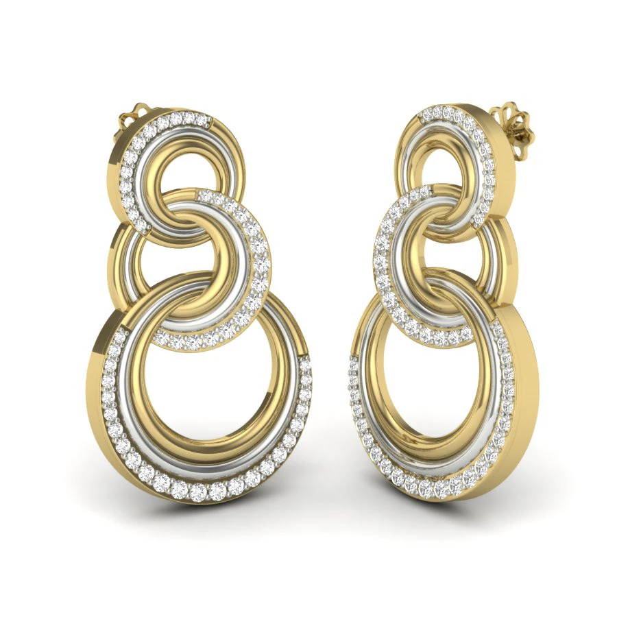 Printable 3D Jewelry design of Earrings with diamonds 3D Model .c4d .max .obj .3ds .fbx .stl .blend 
