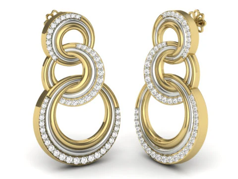 Druckbares 3D-Schmuckdesign von Ohrringen mit Diamanten 3D Modell