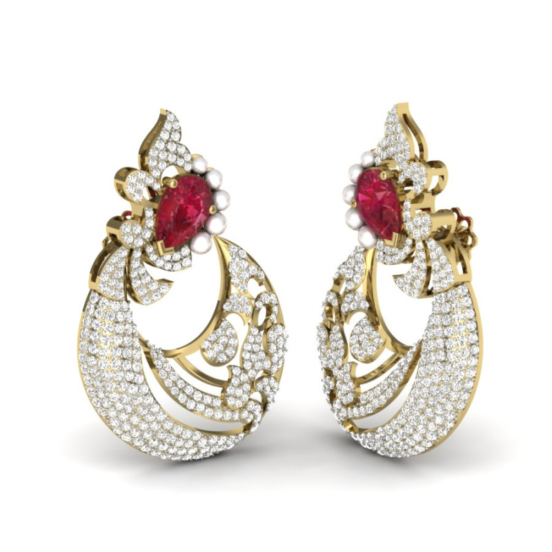Printable 3D Jewelry design of Earrings with diamonds Modèle 3D .c4d .max .obj .3ds .fbx .stl .blend