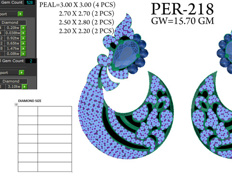 Printable 3D Jewelry design of Earrings with diamonds Modèle 3D
