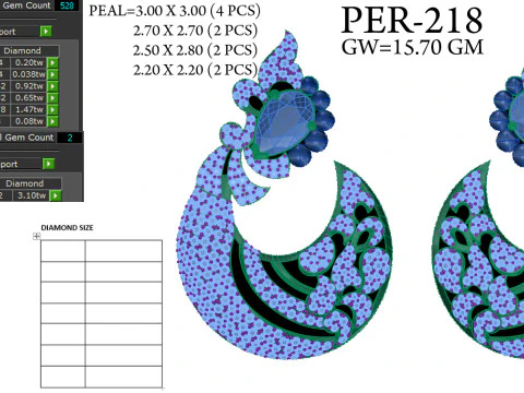 Printable 3D Jewelry design of Earrings with diamonds 3D Model
