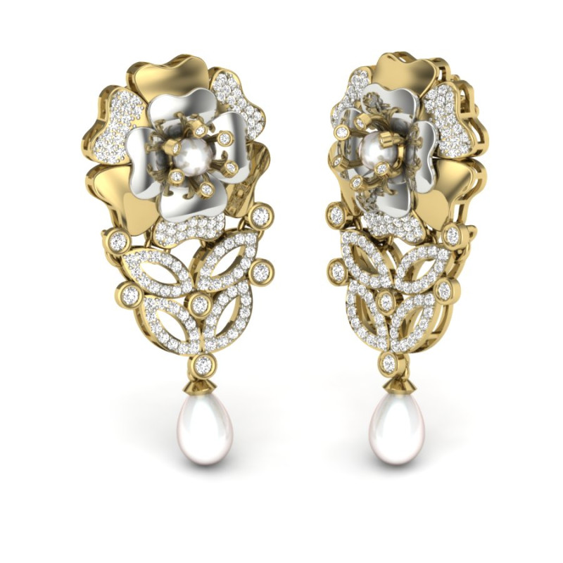 Printable 3D Jewelry design of Earrings with diamonds 3D मॉडल .c4d .max .obj .3ds .fbx .stl .blend