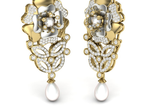 Printable 3D Jewelry design of Earrings with diamonds 3D मॉडल