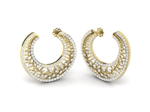Printable 3D Jewelry design of Earrings with diamonds 3D Modell
