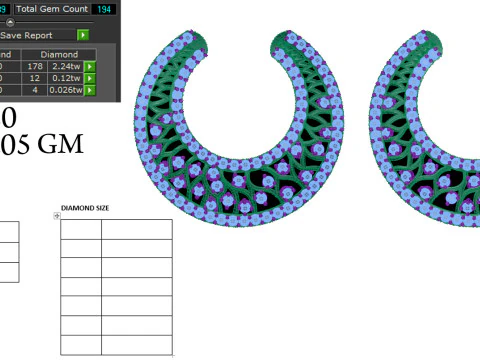 Printable 3D Jewelry design of Earrings with diamonds 3D Model