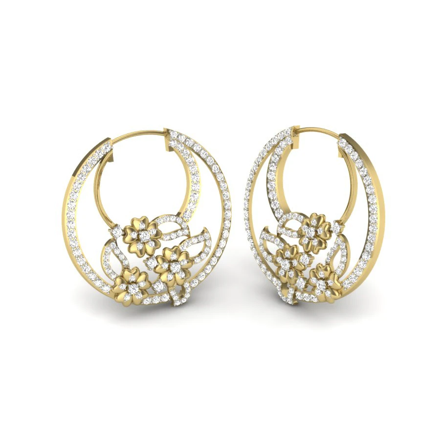 Printable 3D Jewelry design of Earrings with diamonds 3D Model .c4d .max .obj .3ds .fbx .stl .blend 