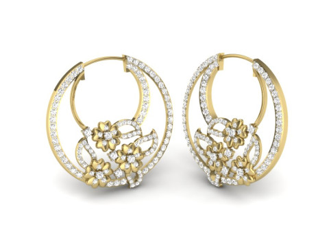 Printable 3D Jewelry design of Earrings with diamonds 3D Modell