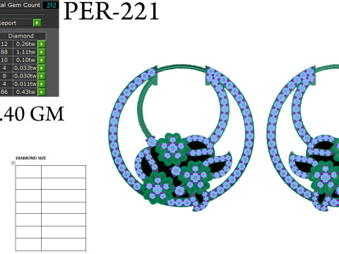 Printable 3D Jewelry design of Earrings with diamonds Modelo 3D