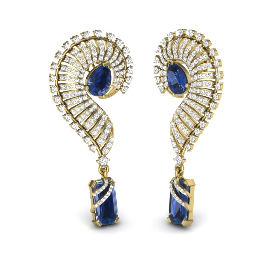 Printable 3D Jewelry design of Earrings with diamonds 3D Model .c4d .max .obj .3ds .fbx .stl .blend