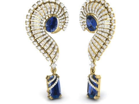 Printable 3D Jewelry design of Earrings with diamonds 3D Modell