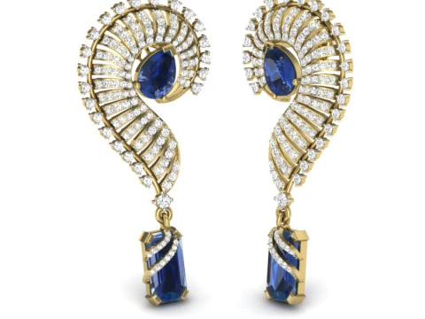 Conception de bijoux 3D imprimable de boucles d'oreilles avec diamants Modèle 3D