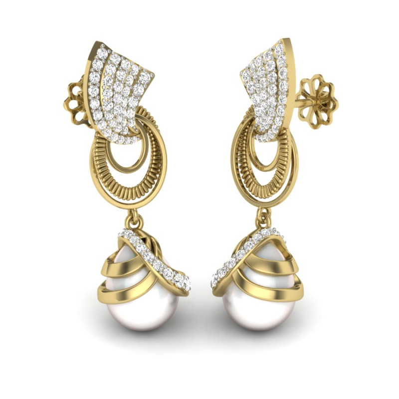 Printable 3D Jewelry design of Earrings with diamonds 3D Модель .c4d .max .obj .3ds .fbx .stl .blend
