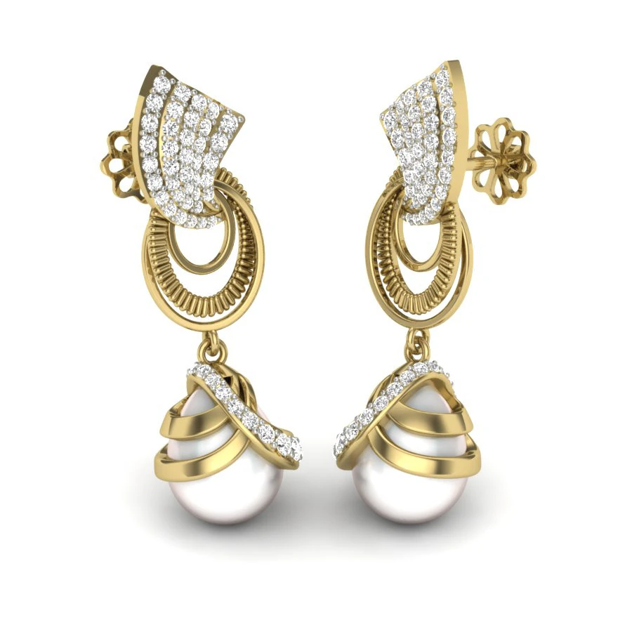 Printable 3D Jewelry design of Earrings with diamonds 3D Model .c4d .max .obj .3ds .fbx .stl .blend 