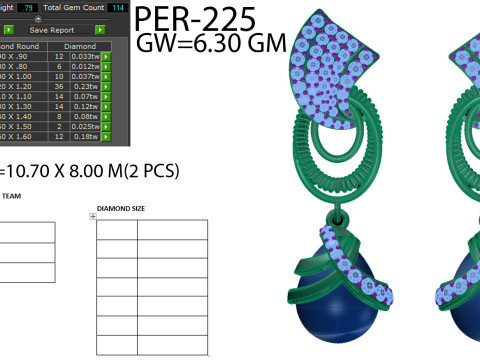 Printable 3D Jewelry design of Earrings with diamonds 3D Модель