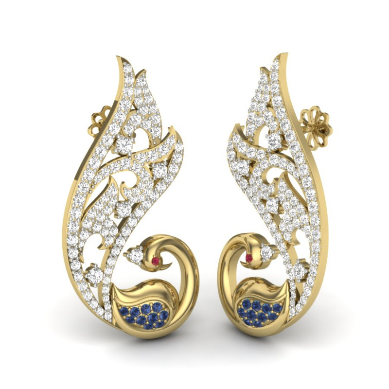 Printable 3D Jewelry design of Earrings with diamonds 3D Модель .c4d .max .obj .3ds .fbx .stl .blend