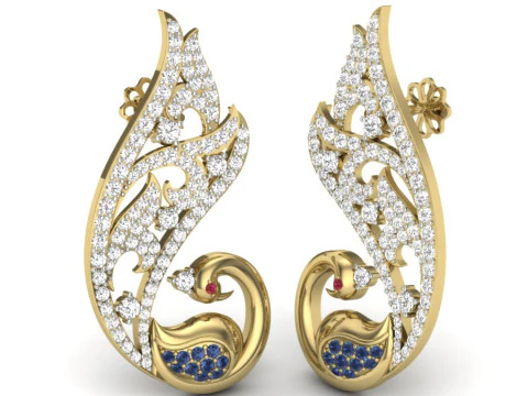 Projekt biżuterii 3D do druku z kolczykami z diamentami Model 3D