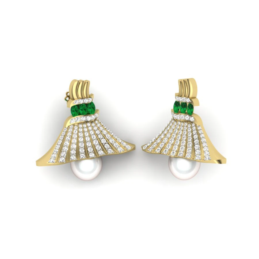 Printable 3D Jewelry design of Earrings with diamonds 3D Model .c4d .max .obj .3ds .fbx .stl .blend 