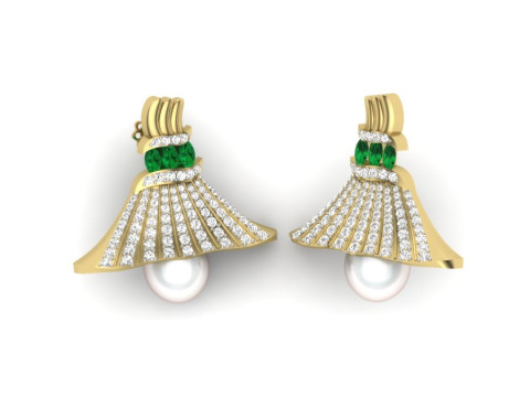 Printable 3D Jewelry design of Earrings with diamonds 3D Modell