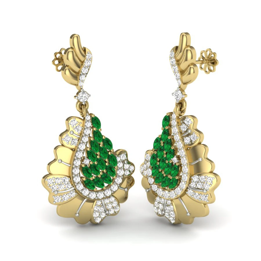 Printable 3D Jewelry design of Earrings with diamonds 3D Model .c4d .max .obj .3ds .fbx .stl .blend 