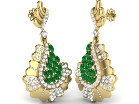 Printable 3D Jewelry design of Earrings with diamonds Model 3D