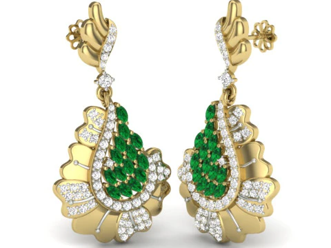 Printable 3D Jewelry design of Earrings with diamonds 3D Model