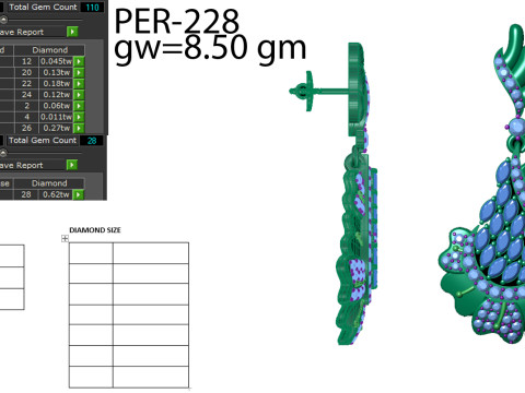 Printable 3D Jewelry design of Earrings with diamonds 3D Модель