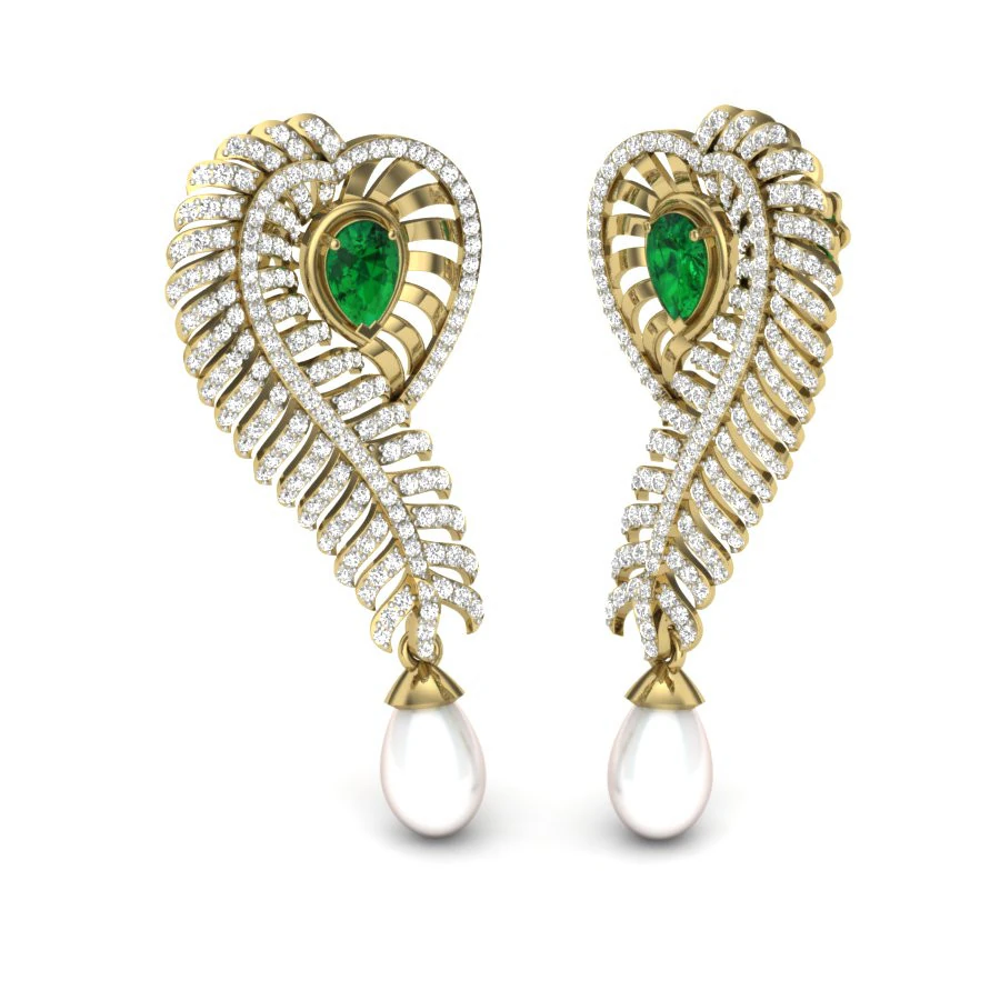 Printable 3D Jewelry design of Earrings with diamonds 3D Model .c4d .max .obj .3ds .fbx .stl .blend 