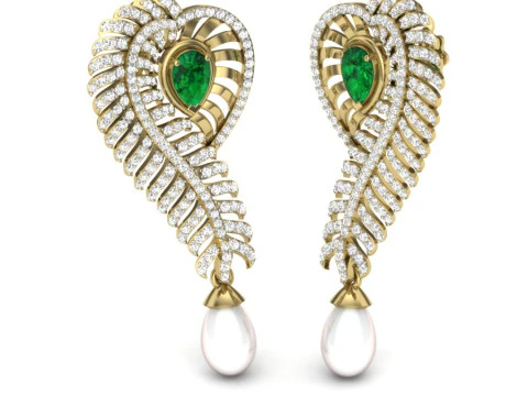 Dise&ntilde;o de joyer&iacute;a 3D imprimible de pendientes con diamantes. Modelo 3D