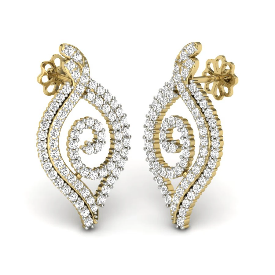 Printable 3D Jewelry design of Earrings with diamonds 3D Model .c4d .max .obj .3ds .fbx .stl .blend 