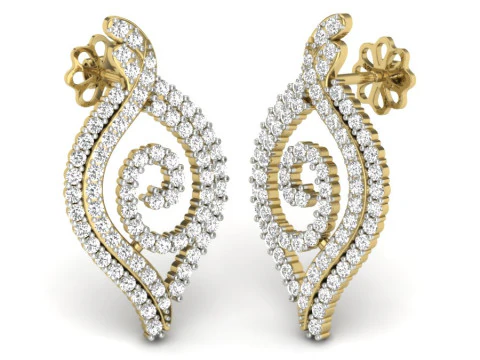 Printable 3D Jewelry design of Earrings with diamonds 3D Model