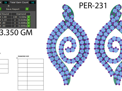 Printable 3D Jewelry design of Earrings with diamonds Modelo 3D