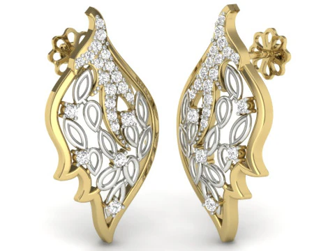 हीरे के साथ झुमके का प्रिंट करने योग्य 3डी आभूषण डिजाइन 3D मॉडल