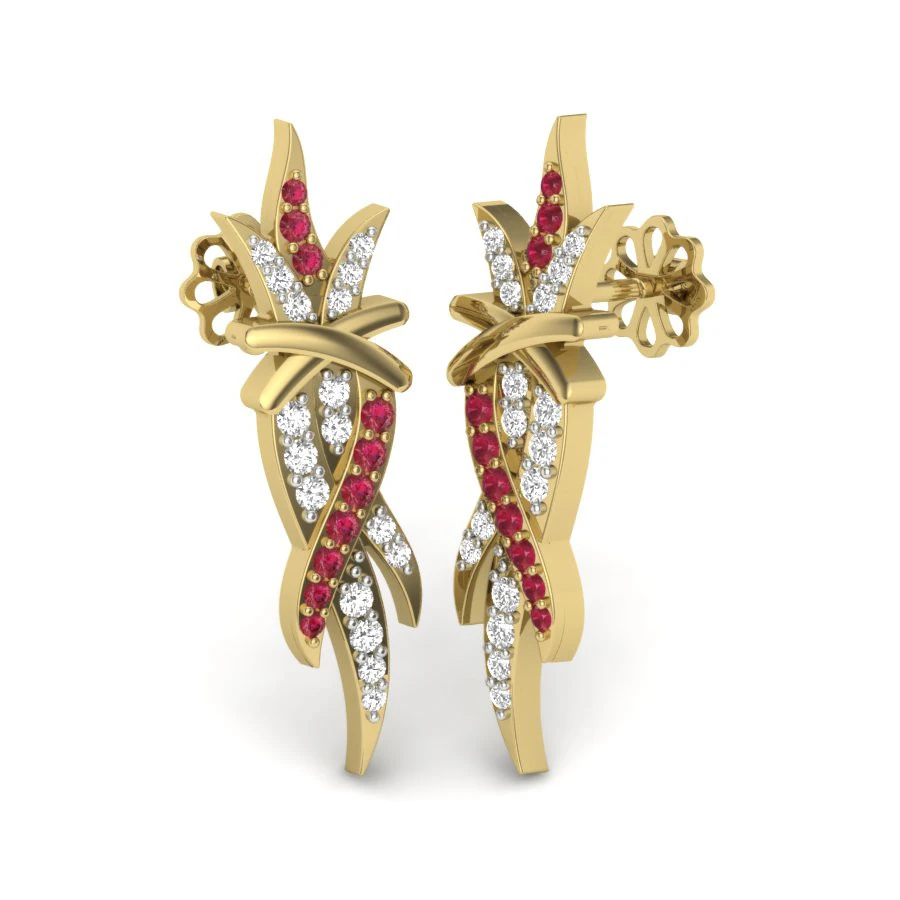 Printable 3D Jewelry design of Earrings with diamonds 3D Model .c4d .max .obj .3ds .fbx .stl .blend 