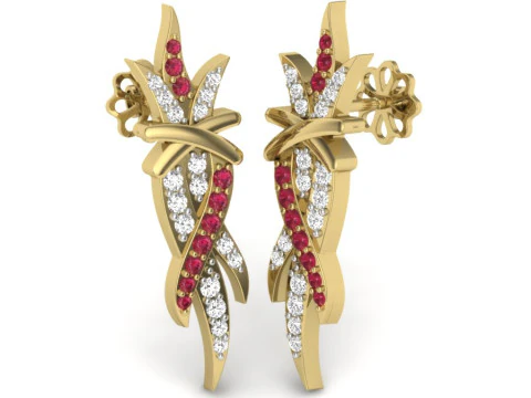Dise&ntilde;o de joyer&iacute;a 3D imprimible de pendientes con diamantes. Modelo 3D
