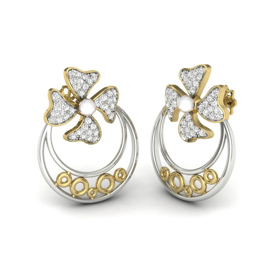 Printable 3D Jewelry design of Earrings with diamonds 3D Model .c4d .max .obj .3ds .fbx .stl .blend