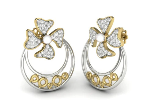 Pırlantalı Küpelerin yazdırılabilir 3D Takı tasarımı 3D Model