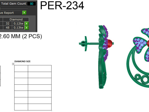 Printable 3D Jewelry design of Earrings with diamonds Modelo 3D