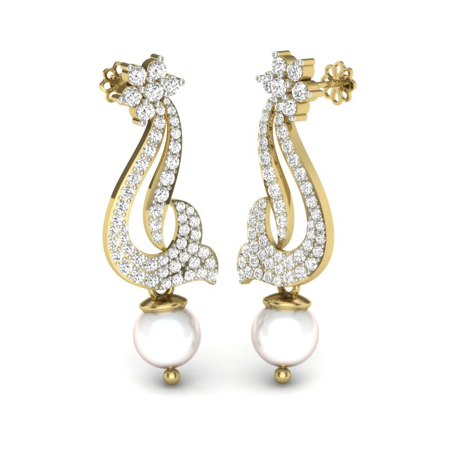 Printable 3D Jewelry design of Earrings with diamonds 3D Model .c4d .max .obj .3ds .fbx .stl .blend 