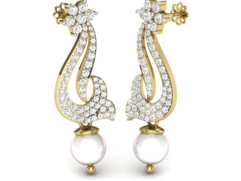 Printable 3D Jewelry design of Earrings with diamonds 3D Modell