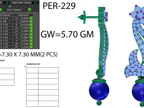 Printable 3D Jewelry design of Earrings with diamonds 3D Model