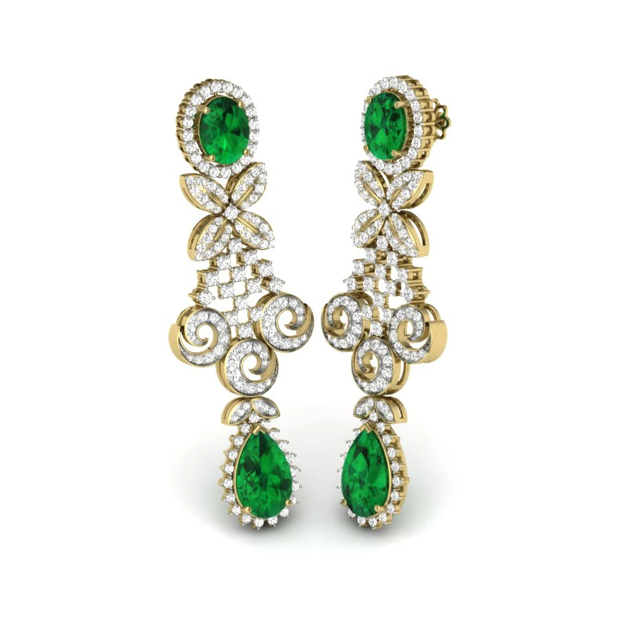 Printable 3D Jewelry design of Earrings with diamonds 3D Model .c4d .max .obj .3ds .fbx .stl .blend 